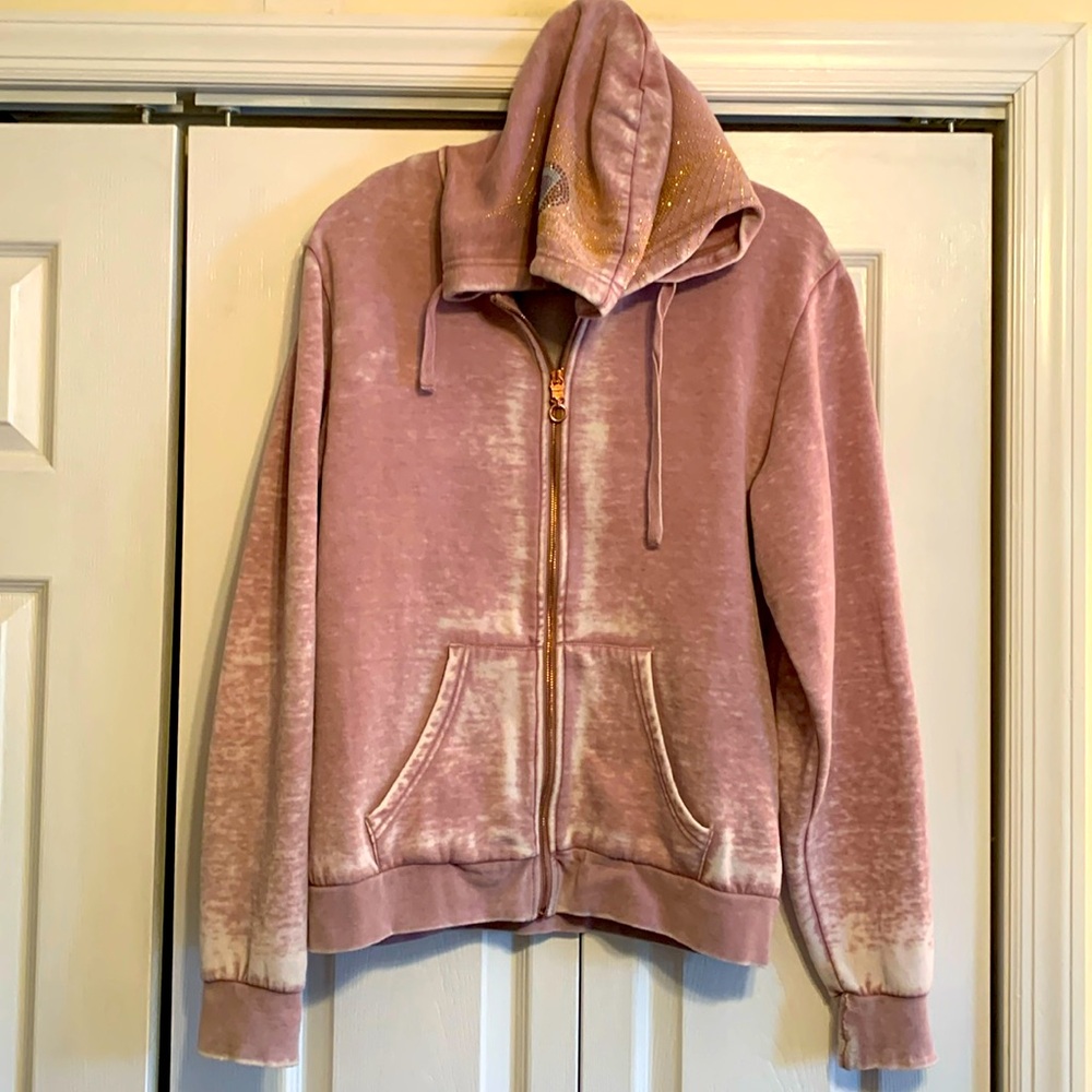 Kings of Cole, sparkly peacock hood zip up sweat jacket hoodie, size medium, GOC